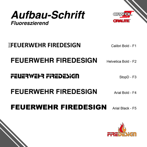 Schriftzug Fahrzeugaufbau - Fluoreszierende Folie