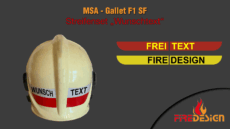 Helmaufkleber MSA F1SF Streifenset "Wunschtext"