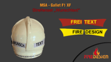 Helmaufkleber MSA F1XF Streifenset "Wunschtext"
