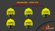 Schriftzug "Feuerwehr" inkl. Ortsname Rosenbauer Heros H30