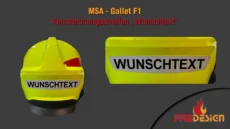 Helmaufkleber MSA F1 Streifenset "Wunschtext"